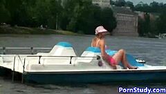public nude eurobabe rides waterbike with wild fetish energy.