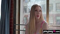 Blonde Teen Stripping And Fingering