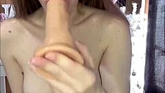 410 Tiny Amateur Feels So Much Gagging on Dildo Before Cumming Hard