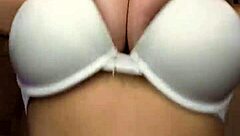 Just chilling and playing on the bed with big natural tits dancing