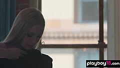 Blonde Teen Stripping And Fingering