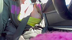 italian milf artemisia love flashes big boobs on car ride