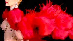 skinny big boobed blonde milf miranda strips in slutty burlesque costume