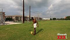 Latina joins muscular ebony soccer player for intense threesome. Stephanie Saint and Zaria Nova go wild!