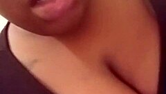 Retro ebony BBW teasing in blue film