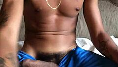 Giant cock tricks young guy into masturbation and cums hard