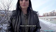 Omg, I’m suckin’ this huge fat dick in snow, so crazy!