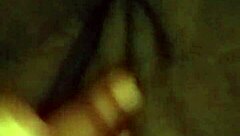 Retro ebony BBW teasing in blue film