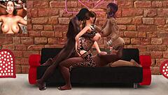 Gilf Minerva and milf Catherina share two huge cocks - hot! 🔥