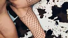 Beautiful milf wife slips into stockings to lure her husband into a hot homemade anal session.