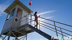 Belgium playboy model Miluniel Louis strips outdoor showing perfect round ass