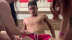 Redhead and friend seduce hot boy by pool for wild assfucking