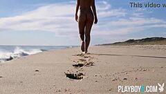 Belgium playboy model Miluniel Louis strips outdoor showing perfect round ass