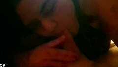 she's sucking cock in a casual blowjob scene