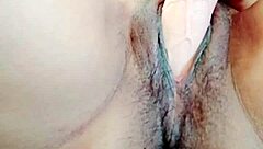 Petite Latina plays with huge dildo, cumming hard in homemade clip