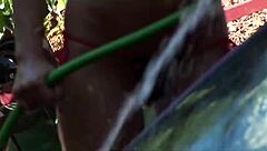 Blonde Giving Head at Car Wash in Public