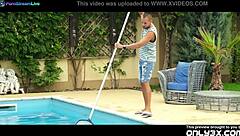 Cute teen Ayline Brown bangs the pool guy, so steamy! 🔥