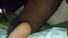 She lifts her feet up for deep anal action at home