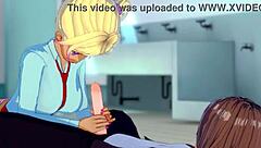 Hentai girl gives handjob in swimming pool