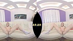 vr piss play and dildo fucking on the sofa 😏