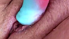 hey, watch this chubby babe ride a massive dildo like crazy!