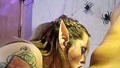 Halloween Elf Deepthroats Black Cock Sloppily