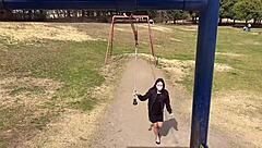 Sakura relaxes in hot springs with Nacchan