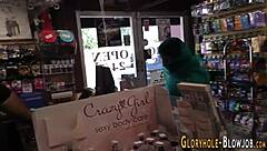 Islamic babe at gloryhole sucking cock for interracial facial finish