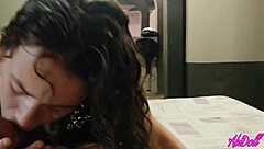 Wanna watch me suck his cock after a steamy hotel shower?