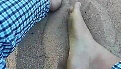 Barefoot Beauty Teases in Natural Sand Setting