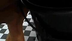 That dirty slutty maid pees indoors in panties!