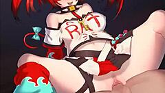 Hakos Baelz in a riding scene from anime hentai