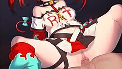 Hakos Baelz in a riding scene from anime hentai