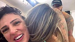 Tanned Beauty Moans in Wet Pussy Threesome