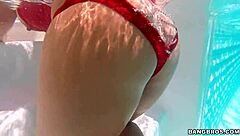 Watch This Natural MILF Suck By The Pool!