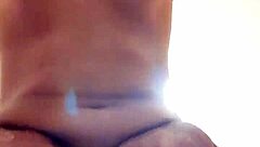 Standing up with a beautiful amateur in a homemade scene.