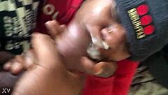 hey, check out this ebony babe sucking a big black cock and getting cum