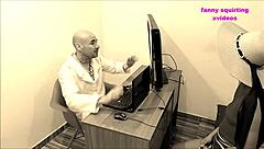 Cleaning lady sucks doctor hidden in office during consultation