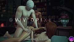 Hermione double penetration threesome dengan Harry Potter dalam The Sims 4