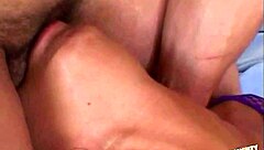 sandra romain gags on two cocks while getting slammed hard