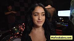 horny brunette nia bleu takes brett maker’s huge cock. she sucks it good between her big natural boobs.