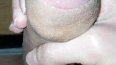 skinny me stroking my big cock for a wild cumshot pov
