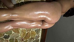 the beautiful oiled butt and legs of xattlalust in red and dark blue panties excite me.