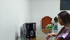 I was making coffee when he surprised me with some hot licking, huh?