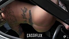 got naked in the car showing off my wet pussy, then he pounded my ass hard