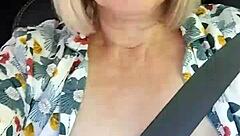 I Can't Resist Flashing My Tits in the Car as a Naughty Housewife!