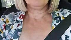 I Can't Resist Flashing My Tits in the Car as a Naughty Housewife!