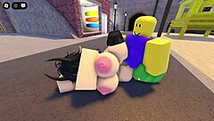 emma feels overwhelmed by three guys banging her big tits in roblox street