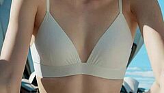 Australian model poses in lingerie at Sydney Opera House barefoot.