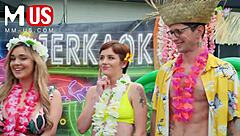 jerkaoke summertime orgy featuring madison morgan, rosalyn sphinx, and more fun